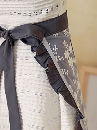 Floosum Lovely Waist Apron With 2 Pockets - Cotton Lace Embroidered Server Aprons Waitress Apron Half Bistro Short Apron For Womens Girls(Grey) #TOP6