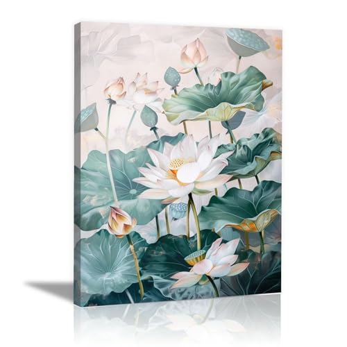 Peinture de lotus décoration murale pour embellir un salon moderne