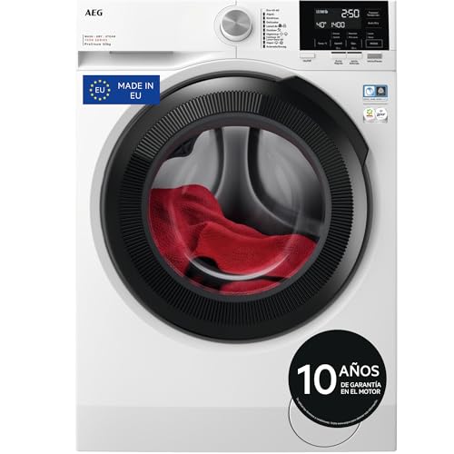 AEG LWR7194M4B Lavasecadora de Carga Frontal, Lava 9 Kg, Seca 6 Kg, Libre Instalación, 1400 rpm, Motor Inverter, Programa Rápido, Nonstop 60 min, Panel LCD, Puerta XL Negra, Clase A, Fabricado en UE