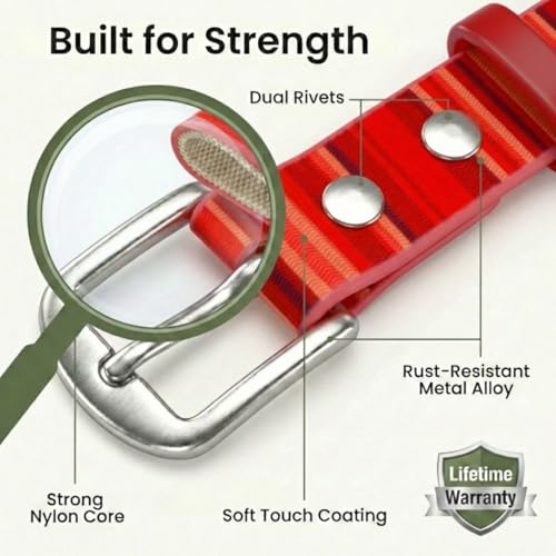 Image of Waterproof Dog Collar - Washable, Stink-Proof & Dirt-Proof - Soft, Odorless, Easy to Clean - Fade-Resistant, Durable for Medium & Large Dogs - Rust-Proof Metal Buckle (Red-M 1 inch)