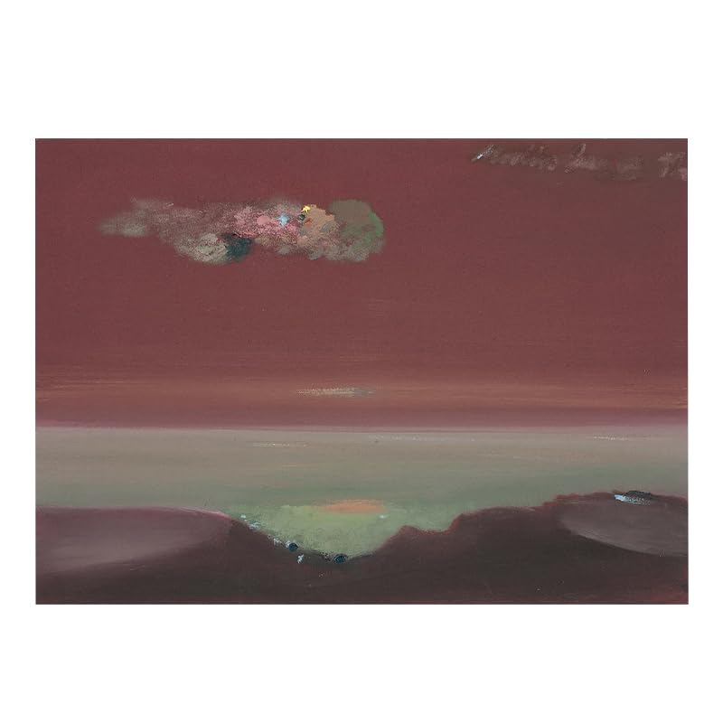 Toile murale peinte à la main paysage abstrait ciel rouge LCDIUDIU