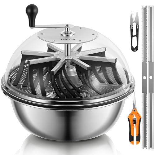 VIVOSUN 19 inch Bud Leaf Bowl Trimmer with Clear Visibility Dome Sharp Stainless Steel Blades for Spin Cut Solid Metal Gear Box and Hand Pruner (Upgraded Version)