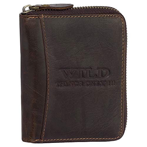 Ledershop24 Geschenkset - Bag Street Herren Geldbörse Leder Portemonnaie Geldbeutel mit Reißverschluss 5508 Farbe Braun