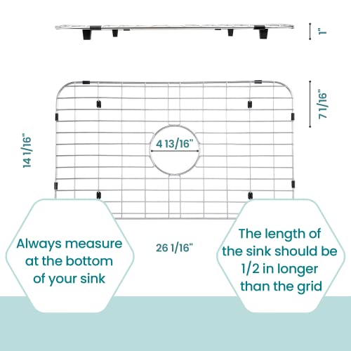 Wexbi-Home Sink Bottom Grid Protector Drying Rack With Draining Hole - Sink Rack For Bottom Of Sink Stainless Steel Kitchen Sink Protector 26 1/16" X 14 1/16" #TOP1