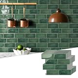 WoStick Suelo Vinilo Autoadhesivo 10 Hojas, Vintage Verde Azulejos Adhesivos Para Baño (29x21cm)
