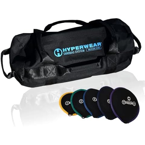 HYPERWEAR Adjustable Sandbag System - Heavy-Duty Workout Sandbags with Handles and Pre-Filled SandBells Size SM 40lb (4, 6, 8, 10, 12lb) Cover