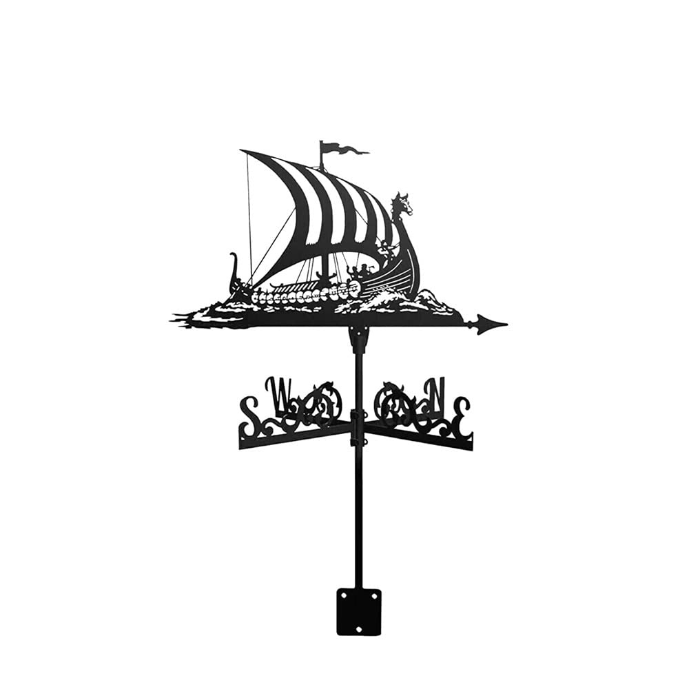 WIQUYBML Weather Vane, Metal Wind Direction Indicators Weathervanes, Eagle Sailboat Silhouette Roof Vanes for Outdoor Shed Yard Garden Lawn Decoration(Sailboat)
