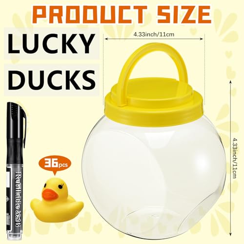 Reallnaive 36 Lucky Rubber Ducks for Classroom Jar Management Duck Themed Raffle Box Includes 36 Rubber Ducks, 1 Whiteboard Marker and 2 Stickers for Back to School Management Tool - Image 2