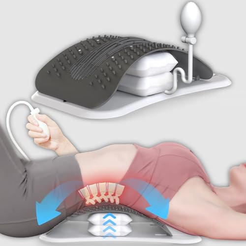Inflatable Back Stretcher For Lower Back Pain Relief, Adjustable Lumbar Cracker Board W/Airbag, Back Cracking Traction Device, Back Popper For Scoliosis, Herniated Disc, Spine Decompression