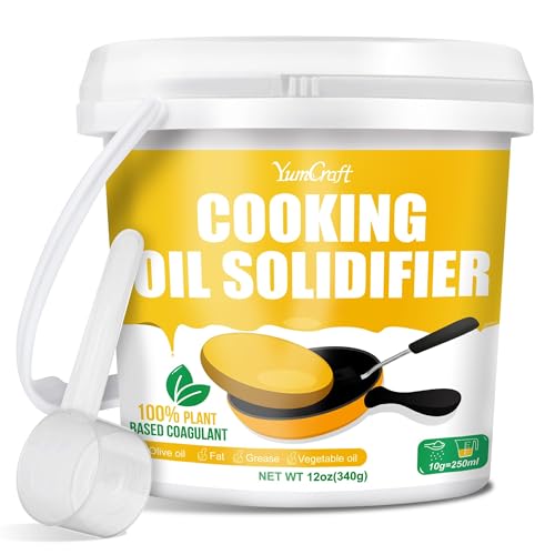 Aceite de cocción Solidificador de polvo, el solidificador de aceite puede endurecer hasta 2.25 galones de aceites para fritos lejos del desastre, 100% de aceite coagulante a base de plantas en polvo