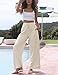 Faleave Women's Cotton Linen Summer Palazzo Pants Flowy Wide Leg Beach Trousers with Pockets(Apricot-L)