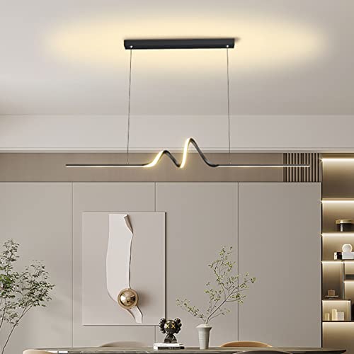 Plafonnier suspendu LED pour repas en famille au-dessus de la table à manger design noir moderne