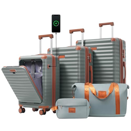 FELICIFE 5-Piece Luggage Set with USB Ports, 360 Wheels