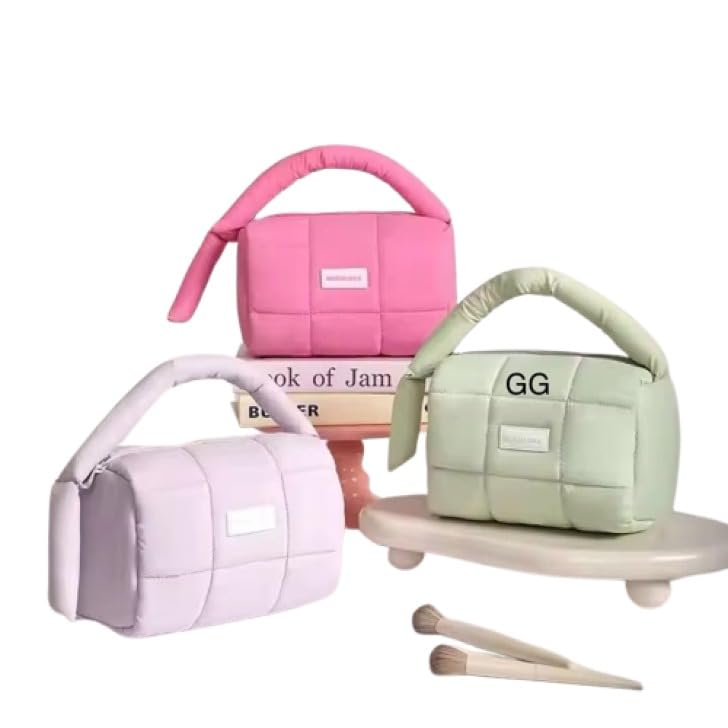 Beenlov.e Quilted Makeup Bag, Soft Polyester, Water-Resistant, 18.5 x 12.5 x 13 cm, Pink-picture-53