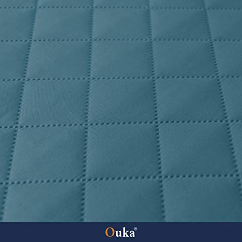 Ouka Recliner Cover For Dogs Seat Width To 28 Inch, Reversible Fabric Small Chair Sofa Protector With Elastic Straps, Non-Slip Armchair Cover For Pets And Kids(Large, Turquoise) #TOP3