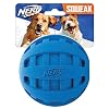 Nerf Dog Rubber Ball Dog Toy with Checkered Squeaker Lightweight Durable and Water Resistant 4 Inch Diameter for MediumLarge Breeds Single Unit Blue