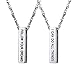 Produktbild PROSTEEL Halskette Edelstahl Quader Rechteck Anhänger mit Inspirierenden Worte Gravur beidseitiger Modeschmuck Herren(Silber)
