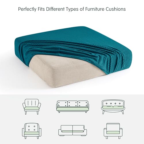 Image of CHUN YI 2PC Stretch Couch Cushion Covers, Sofa Seat Slipcovers Suitable for Armchair Loveseat Sofa with Spandex Jacquard Fabric(2pc,Teal)