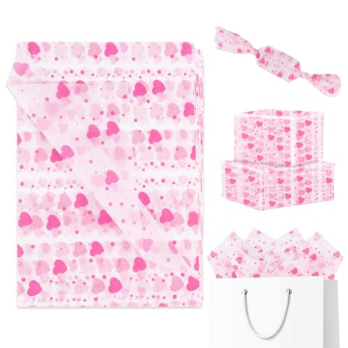 Papel de seda rosa, 10 hojas de 50 x 70 cm, papel de seda en forma de corazón para cumpleaños, boda, baby shower, día de la madre, aniversario, regalos