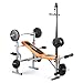 Klarfit Ultimate Gym 3500 Banc de Musculation Complet (Curler pour Bras et Jambes, Barre latissimus et Support pour haltère, supporte 250kg Max), Banc abdominaux - Orange