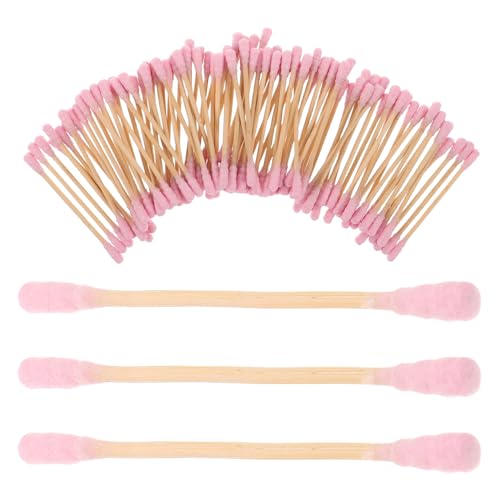 SHOWERORO 1000 Piezas Bastoncillos de Algodón Rosa Espiral de Doble Punta Palitos de Madera para Maquillaje y Limpieza de Cera de Oídos Hisopos de Algodón para Aplicación y Limpieza