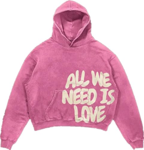 Silver Basic All We Need is Love Femme All We Need is Money Y2K Mode Tendance Sweatshirts Hoodie-Pink-S1