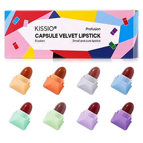 KISSIO 8 Colors Lipstick Set, Waterproof Long Lasting Mini Lipstick,Matte Lipstick,Mini Lipstick Set,Cruelty Free,