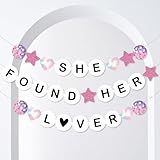 Big Dot of Happiness Eras Party Banner - 28-Piece Friendship Bracelet Bridal Party Decorations, Bridal Shower Celebration Decor with 10-Yard White Satin Cord - She Found Her Lover