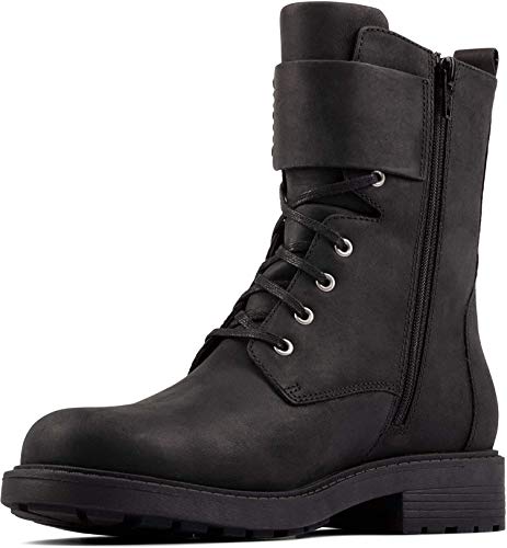 Clarks Women's Orinoco 2 Lace Boot, Black Leather, 9.5 W, Black Leather, 8.5 UK Wide