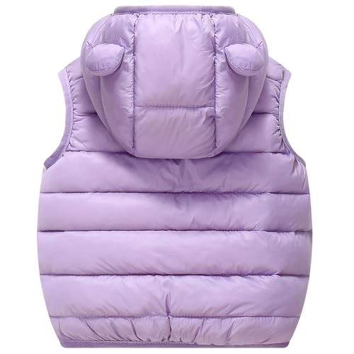 Image of AIWUHE Baby Boys Girls Hooded Puffer Vest Winter Lightweight Sleeveless Bear Ears Zipper Up Jacket Down Vest Coat Vests Kids