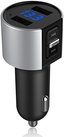 Blufree Bluetooth FM Transmitter, Wireless Bluetooth Receiver FM Radio Stereo Audio Adapter Car Kits Hands-Free Call for iPhone and MP3 Player from Flash Drive with 2 Ports USB Charger 5V/2.4A/1A