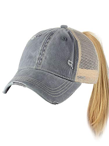 Image of C.C Ponycap Messy High Bun Ponytail Adjustable Mesh Trucker Baseball Cap Hat
