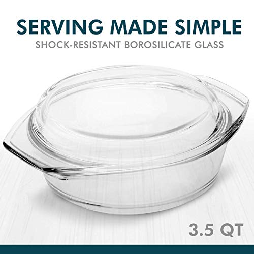 Simax Clear Round Glass Casserole | With Lid, Heat, Cold and Shock Proof, Made in Europe, 3.5 Quart