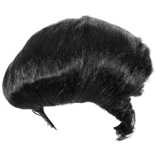 Peluca rockero para hombre Healeved negra de linea de cabello natural y fibra termorresistente