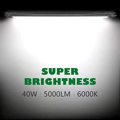 Brillihood LED Vapor Tight 4FT Light Fixture, 40W, 5000LM, IP65 Waterproof Shop Light, 6000K Bright White, Milky Lens, Outdoor Vapor Proof Lighting, 1-Pack