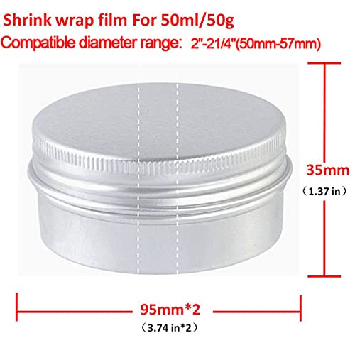 Image of 200Pcs Clear Perforated Shrink Bands for 50g Aluminum Jar, Easy to Use, Make Products More Professional (For 50g Aluminum Jar)