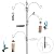 Outvita 93in Bird Feeding Station Kit, 4-Hook Bird Feeder Pole for Outside, Premium Feeder Stand Hanging Kit with Water Bowl, Mesh Tray and Metal Suet for Attracting Wild Birds