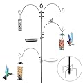 Outvita 93in Bird Feeding Station Kit, 4-Hook Bird Feeder Pole for Outside, Premium Feeder Stand Hanging Kit with Water Bowl, Mesh Tray and Metal Suet for Attracting Wild Birds