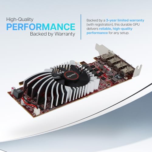 Image of VisionTek AMD Radeon RX 550 4GB GDDR5 4x Mini DP Graphics Card | 4 Monitor Support, Low Profile SFF, Full Height Bracket Included, Single Slot, 50W Bus Powered, Multi-Display Productivity