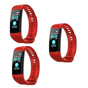 Happyyami 3pcs Fitness Bracelet Fitness Watch Activity Tracker Fitness Tracker Smart Bracelet Sports Watch To Push Red Y5