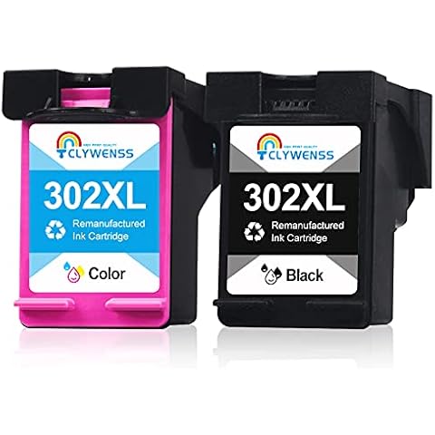 Clywenss 302XL Remanufactured for HP 302 XL Ink Cartridge Compatible with HP DeskJet 1110 2130 2134 3630 3632 3634 Envy 4520 4521 4522 4523 4524 Officejet 3830 3834 4650 4651 4652 4654 (1BK+1 Colour) Cover