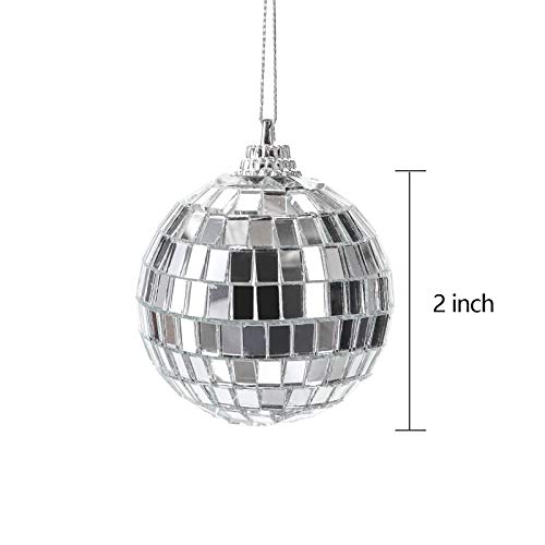 Suwimut 40 Pack Mirror Disco Ball, 2 Inch Silver Hanging Disco Light Mirror Ball with Attached String for Party Wedding Home Decoration, Stage Props, Christmas Xmas Tree Ornament by Suwimut - Used condition - Image 2
