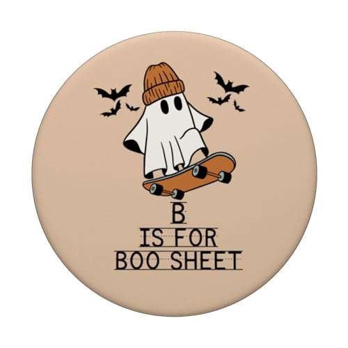 B Is For Boo Sheet Halloween Costume Funny Adult Ghost PopSockets Swappable PopGrip, Black - Image 3