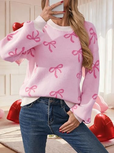 Image of Libsorge Womens Valentine Heart Sweater 2026 Valentines Day Trendy Cute Oversized Long Sleeve Pullover Sweaters