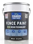SIRAMICO COATINGS Fence Paint | 5 Litres | Waterbased ECO Resin Technology | 6 Luxury Colours | Smooth Matt Finish for outdoor wood protection | 10 Year Colour Guarantee (Black)