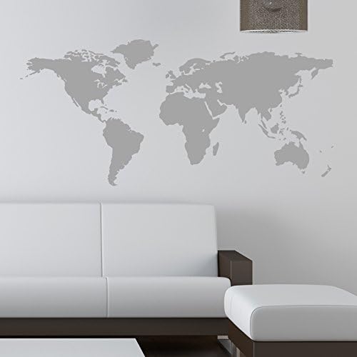 Canvas35 WORLD MAP WALL STICKER KIDS Wall Sticker Decals 90 grey