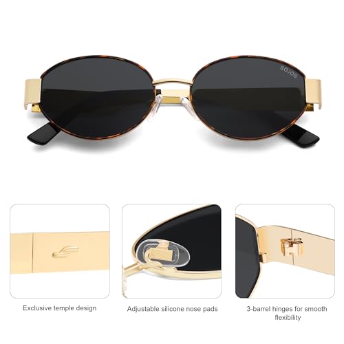 Image of SOJOS Retro Oval Sunglasses for Women Trendy Classic Shades UV400 Protection SJ1256