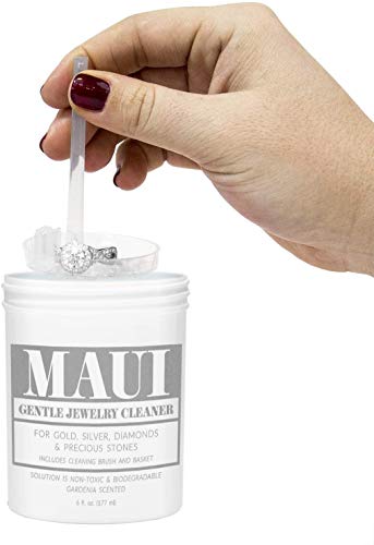 Maui Gentle Jewelry Cleaner Solution Amonia Free Non-Toxic - 100% Biodegradable Liquid Solution - Gardenia Scent - Cleaner For Gold Silver Fine Jewelry & Fashion Cleaning- Top Quility- Made In Usa #TOP2