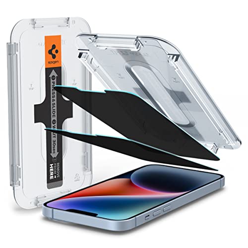 Image of Spigen Tempered Glass Screen Protector [Glas.tR EZ FIT - Privacy] designed for iPhone 14 Plus /iPhone 13 Pro Max [2 Pack]
