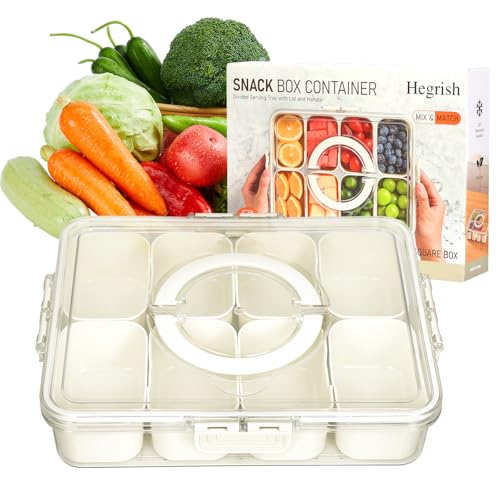 Snack Box Container,Dishwasher Safe Divided Serving Tray with Lid...